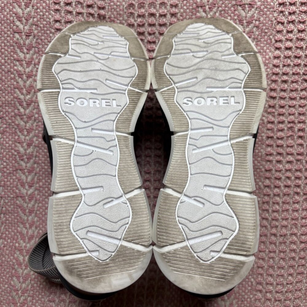 Sorel Joanie III sporty platform wedge sandals taupe black white women's 8 - Picture 5 of 7